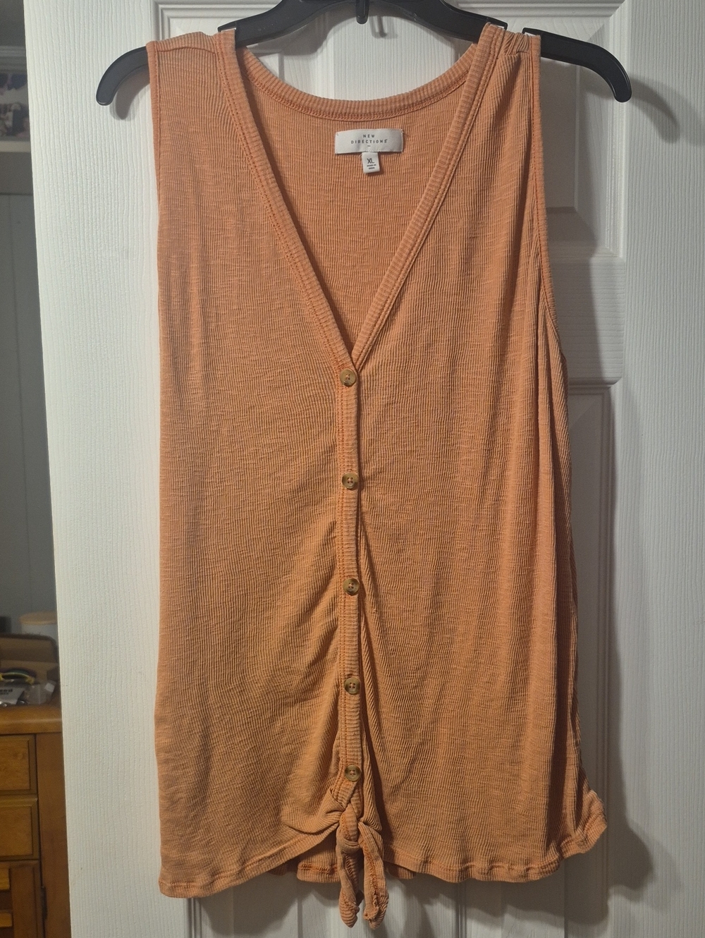 new directions Peach Ribbed Knit Tank Top